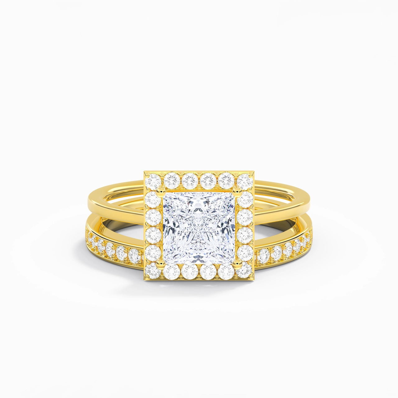 Antique Princess 1.50ct Moissanite Bridal Set
