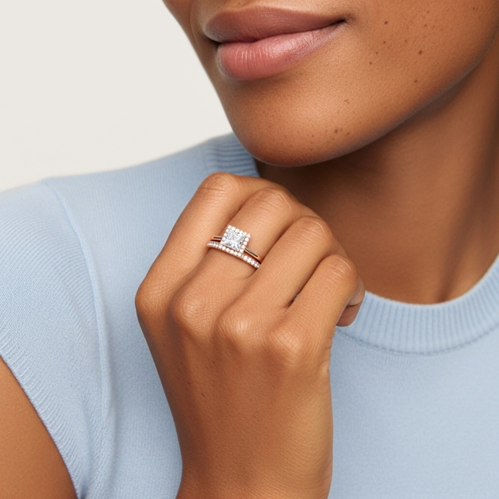 Antique Princess 1.00ct Moissanite Bridal Set