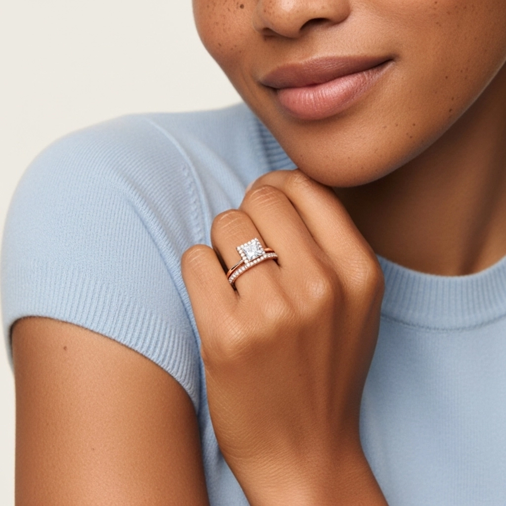 Antique Princess 1.00ct Moissanite Bridal Set