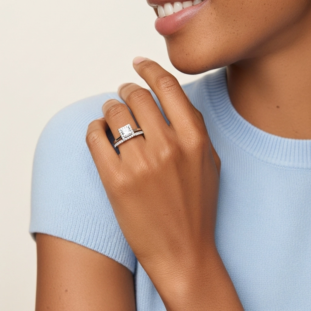 Antique Princess 1.00ct Moissanite Bridal Set