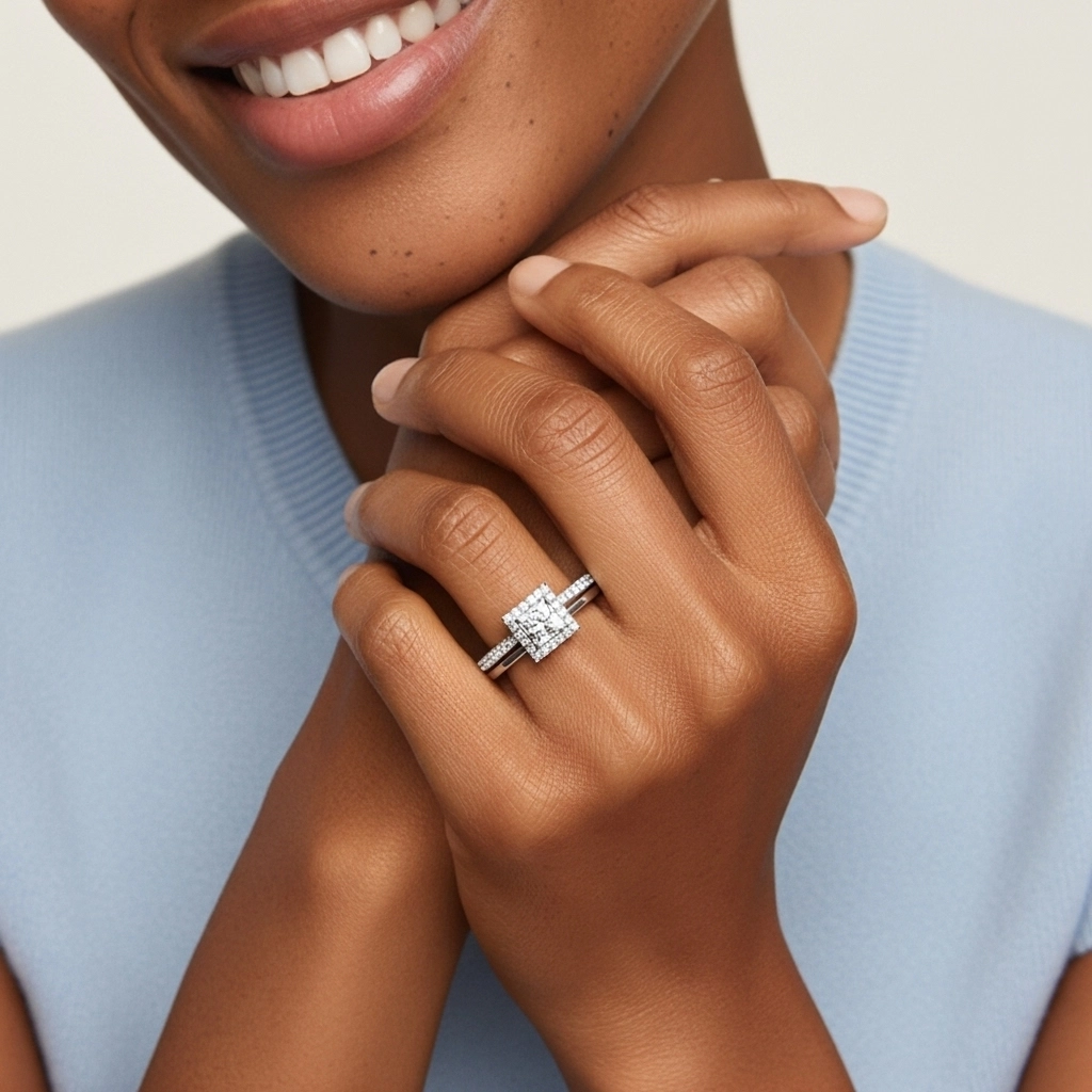 Antique Princess 1.00ct Moissanite Bridal Set