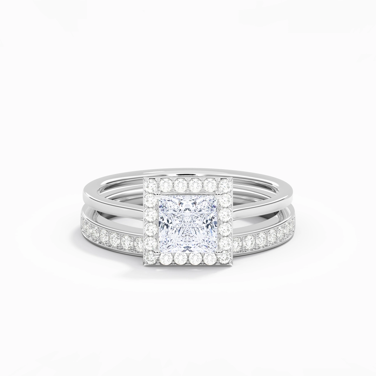 Antique Princess 1.00ct Moissanite Bridal Set