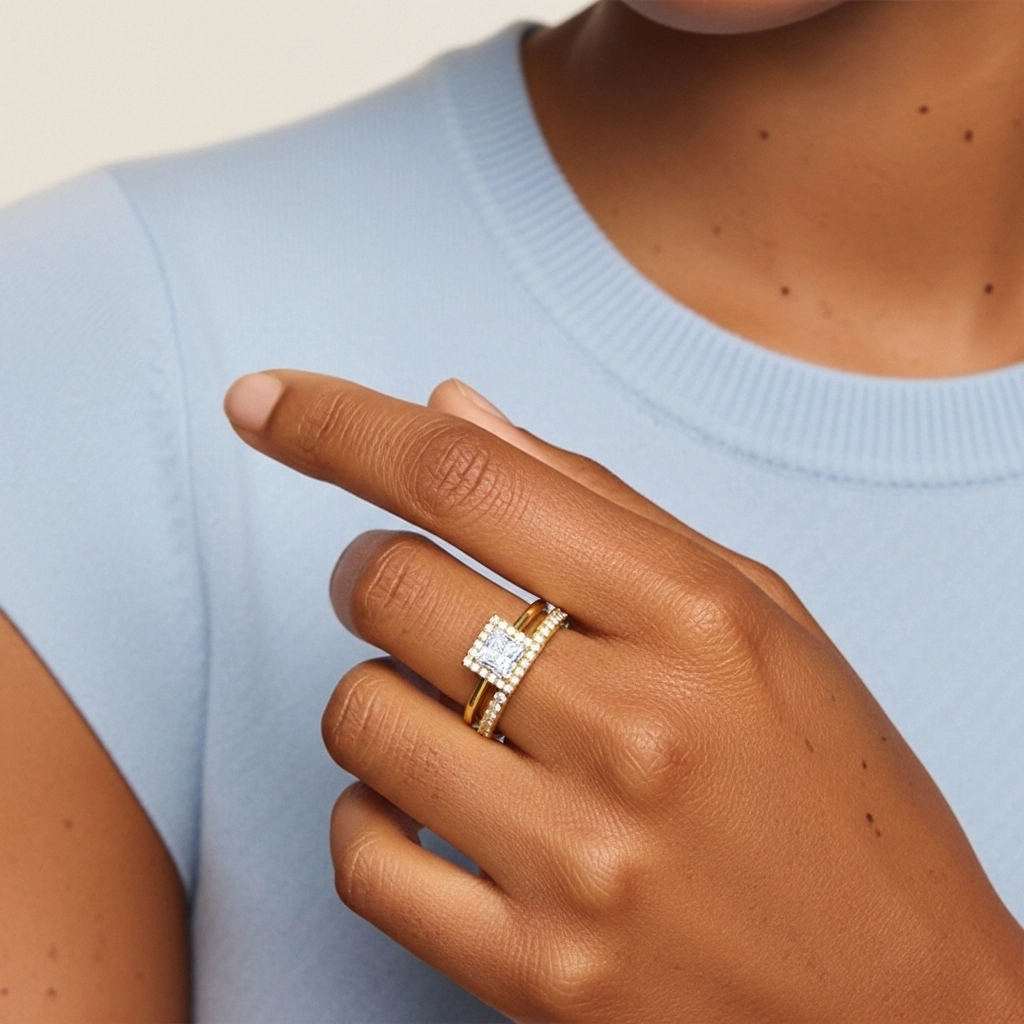 Antique Princess 1.00ct Moissanite Bridal Set