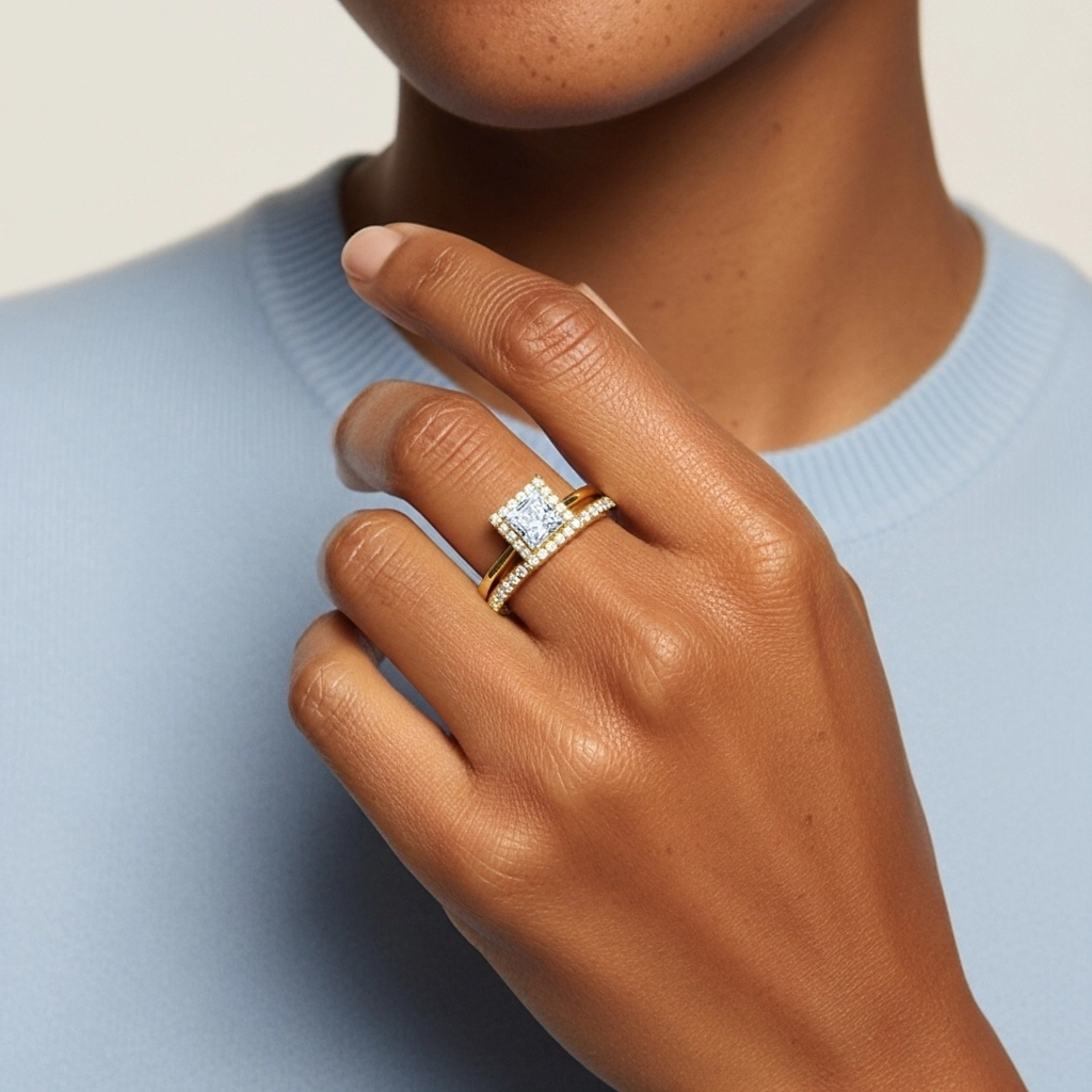 Antique Princess 1.00ct Moissanite Bridal Set