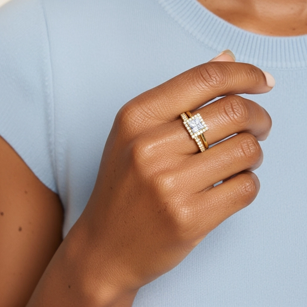 Antique Princess 1.00ct Moissanite Bridal Set