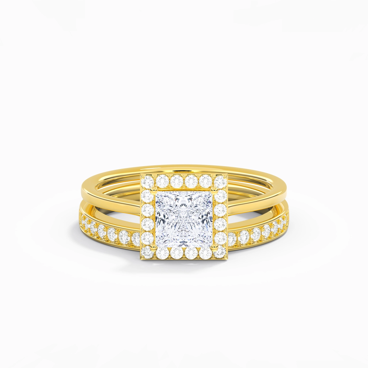 Antique Princess 1.00ct Moissanite Bridal Set