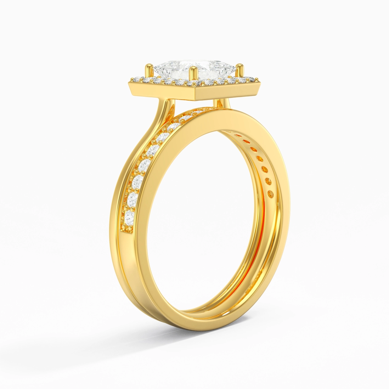 Antique Princess 1.00ct Moissanite Bridal Set