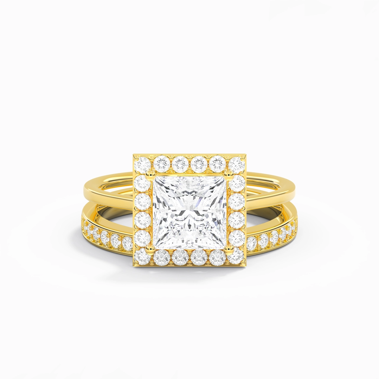 Antique Princess 2.00ct Moissanite Bridal Set