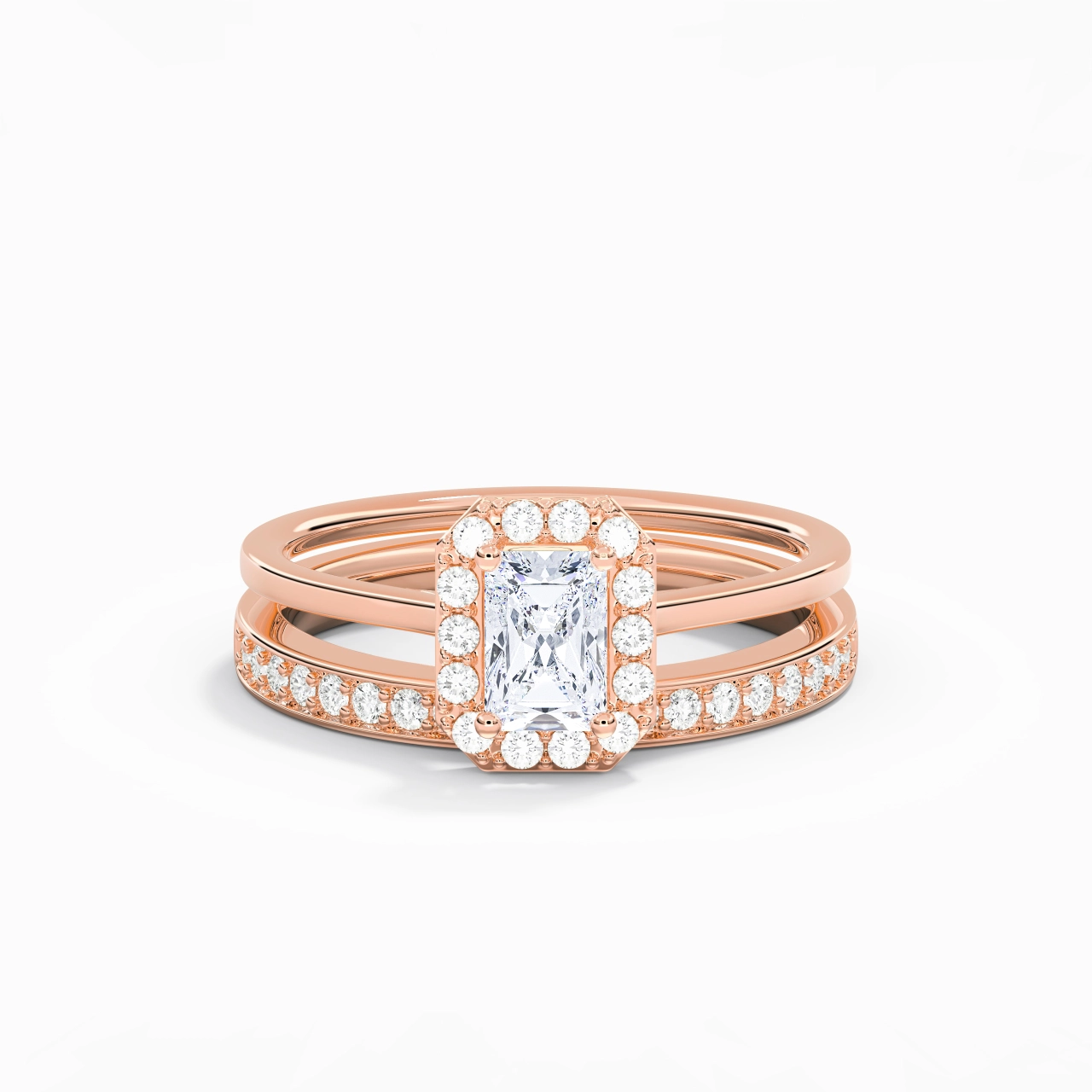 Antique Radiant 0.80ct Moissanite Bridal Set