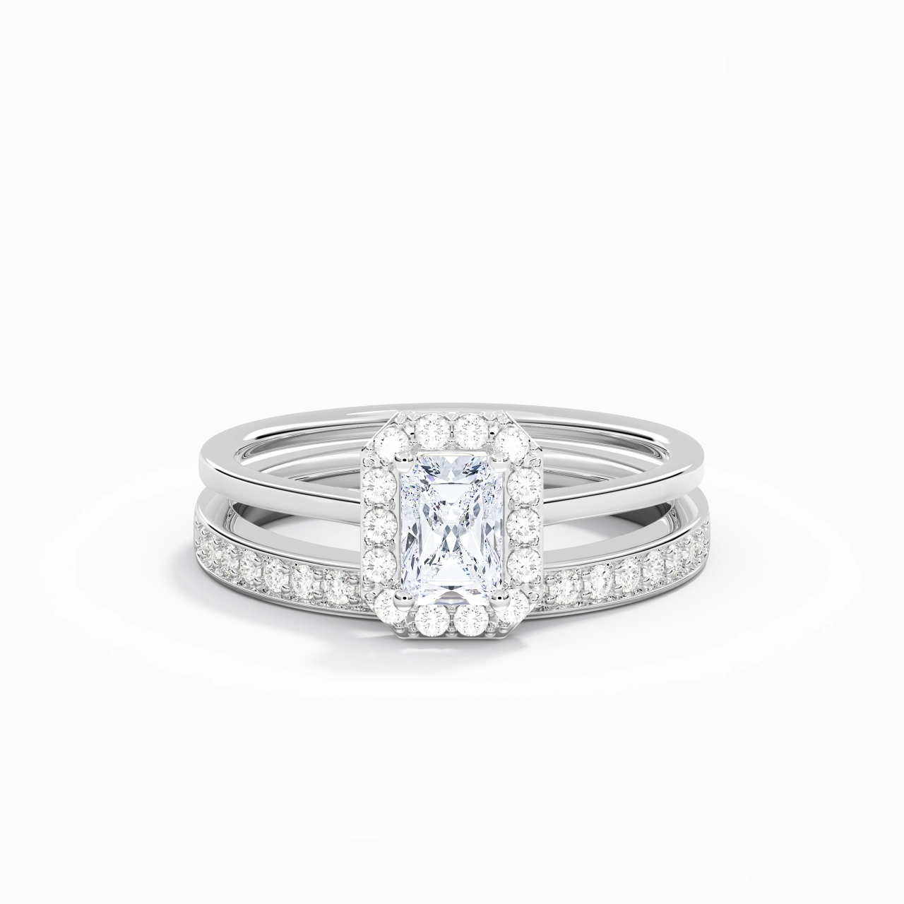 Antique Radiant 0.80ct Moissanite Bridal Set