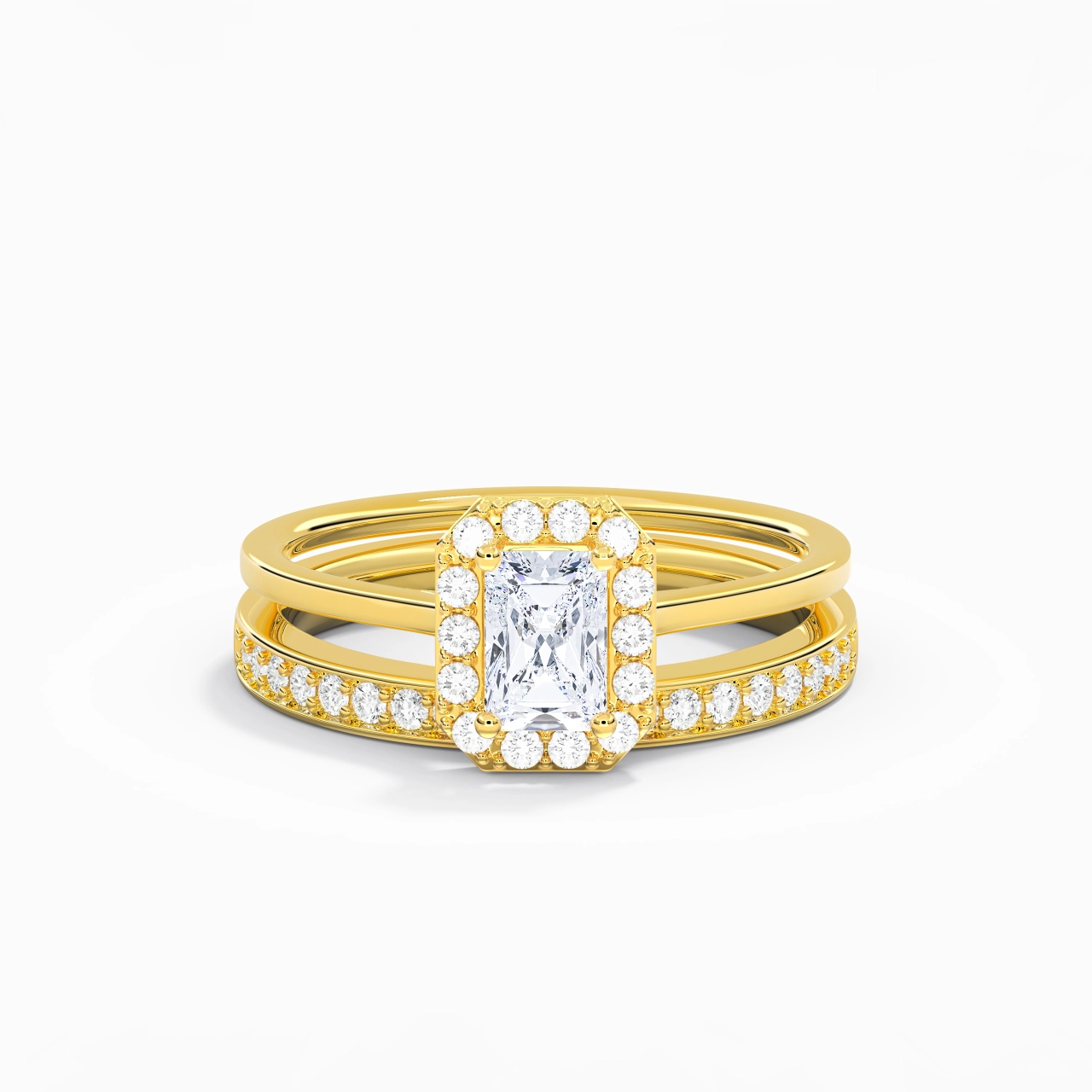 Antique Radiant 0.80ct Moissanite Bridal Set