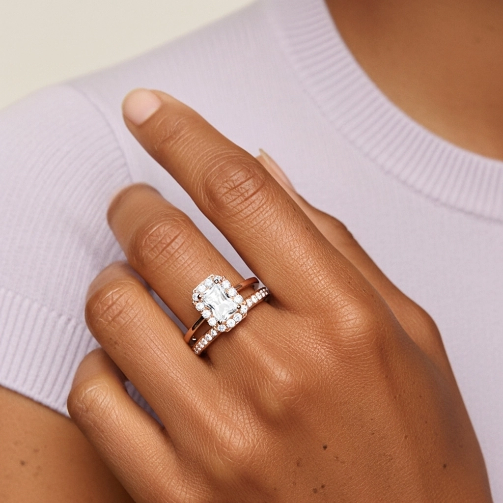 Antique Radiant 1.00ct Moissanite Bridal Set