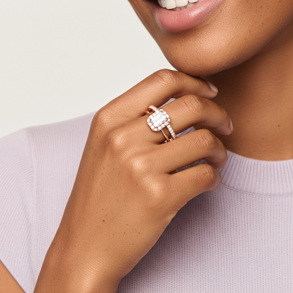 Antique Radiant 1.00ct Moissanite Bridal Set