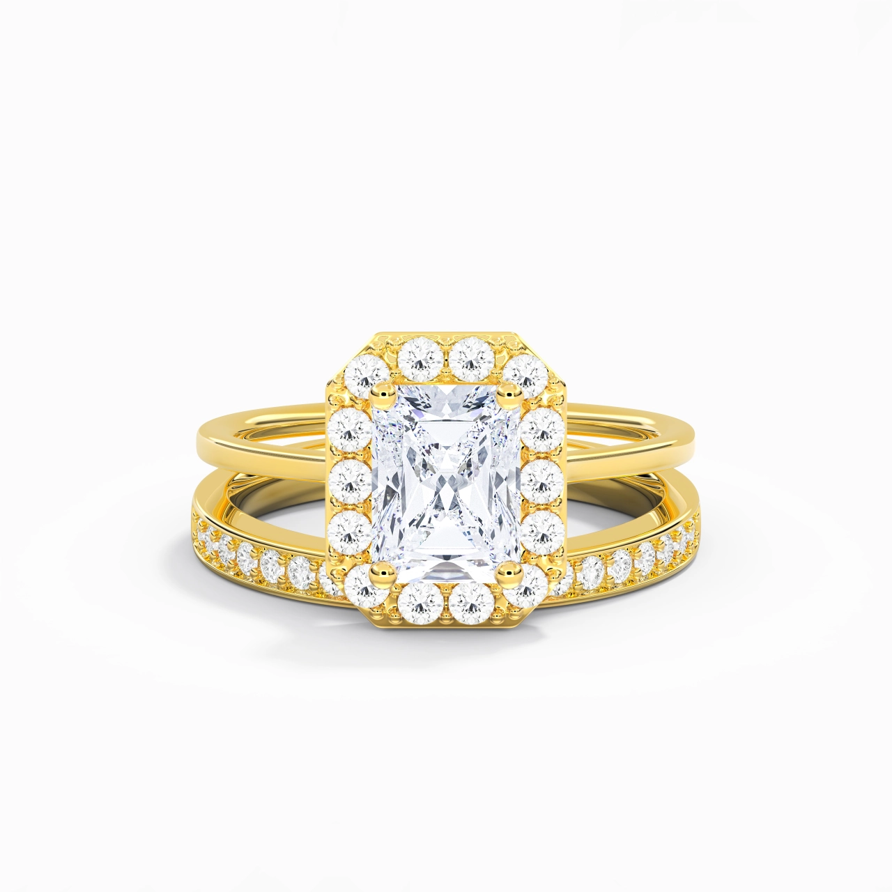 Antique Radiant 2.00ct Moissanite Bridal Set