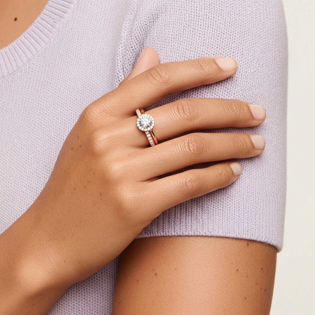 Antique Round 1.00ct Moissanite Bridal Set