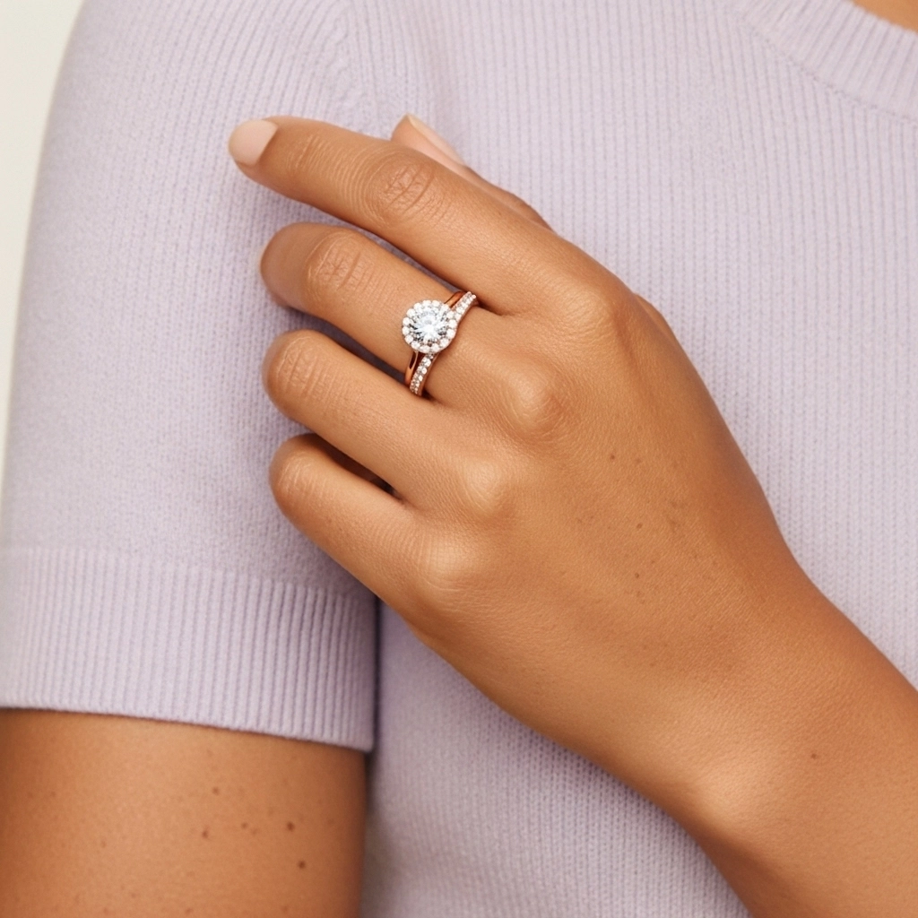 Antique Round 1.00ct Moissanite Bridal Set