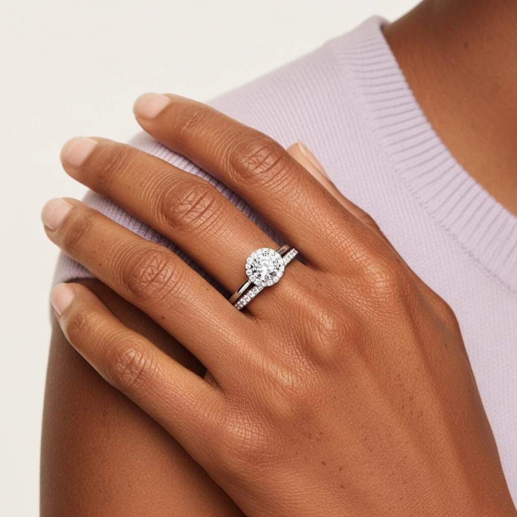 Antique Round 1.00ct Moissanite Bridal Set