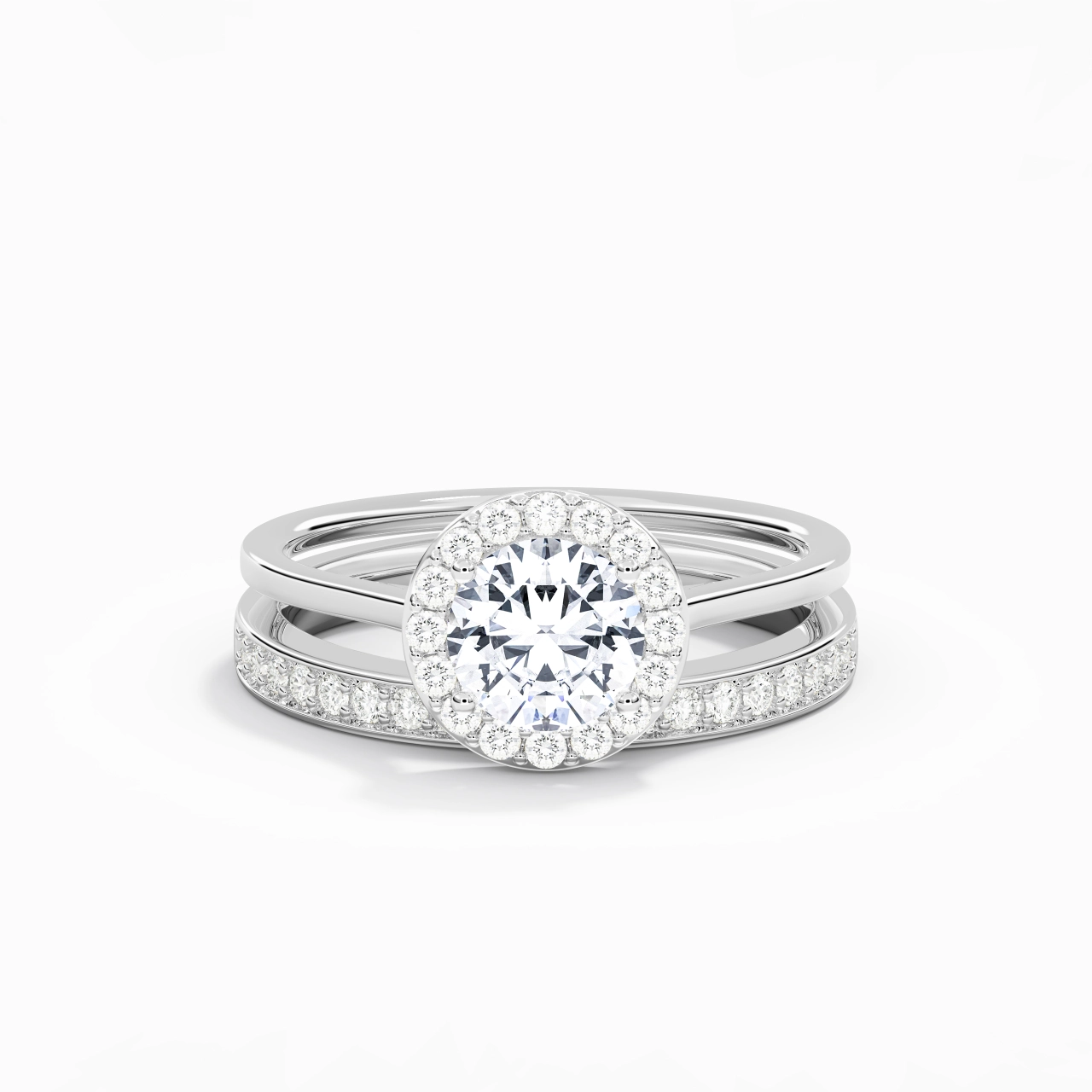 Antique Round 1.00ct Moissanite Bridal Set