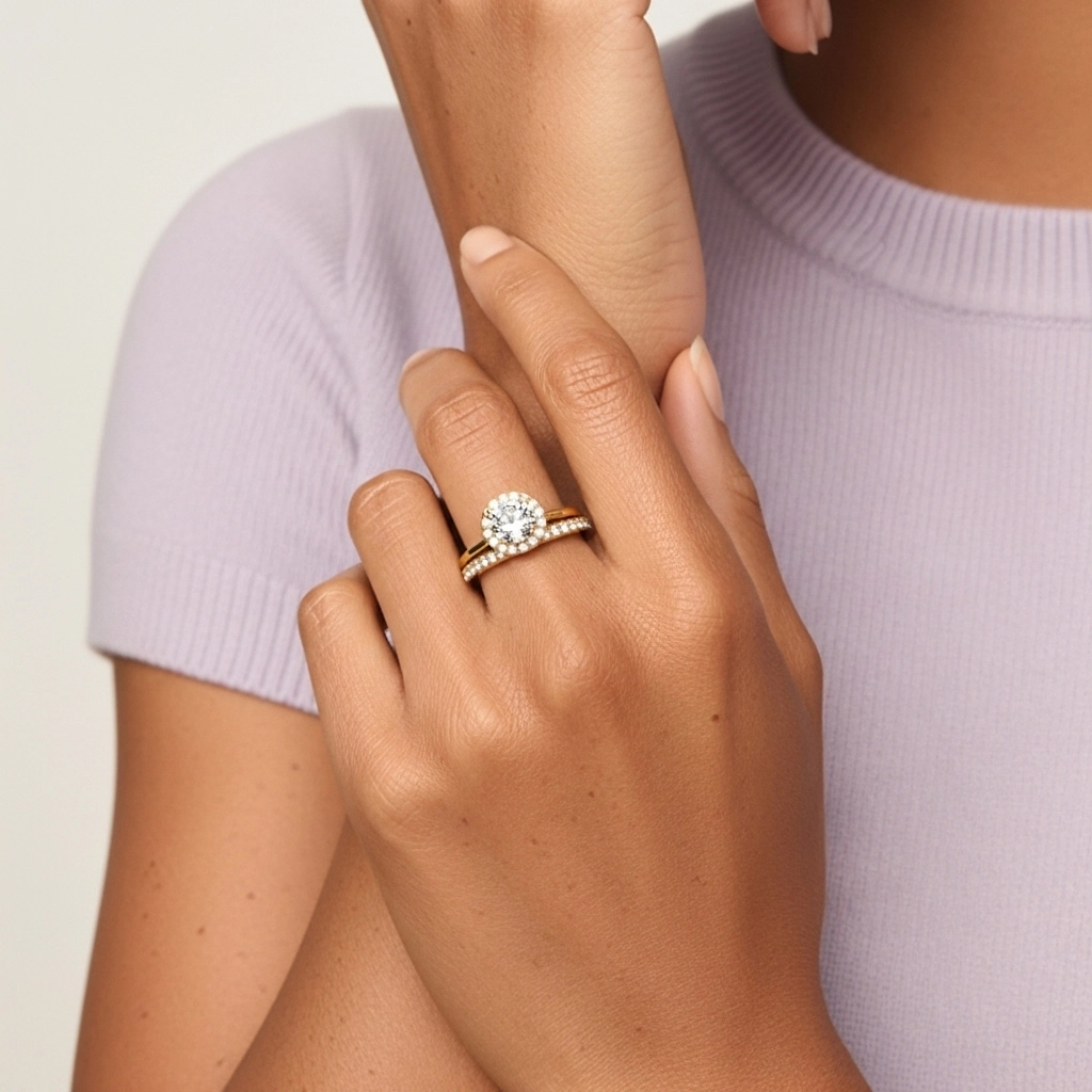 Antique Round 1.00ct Moissanite Bridal Set