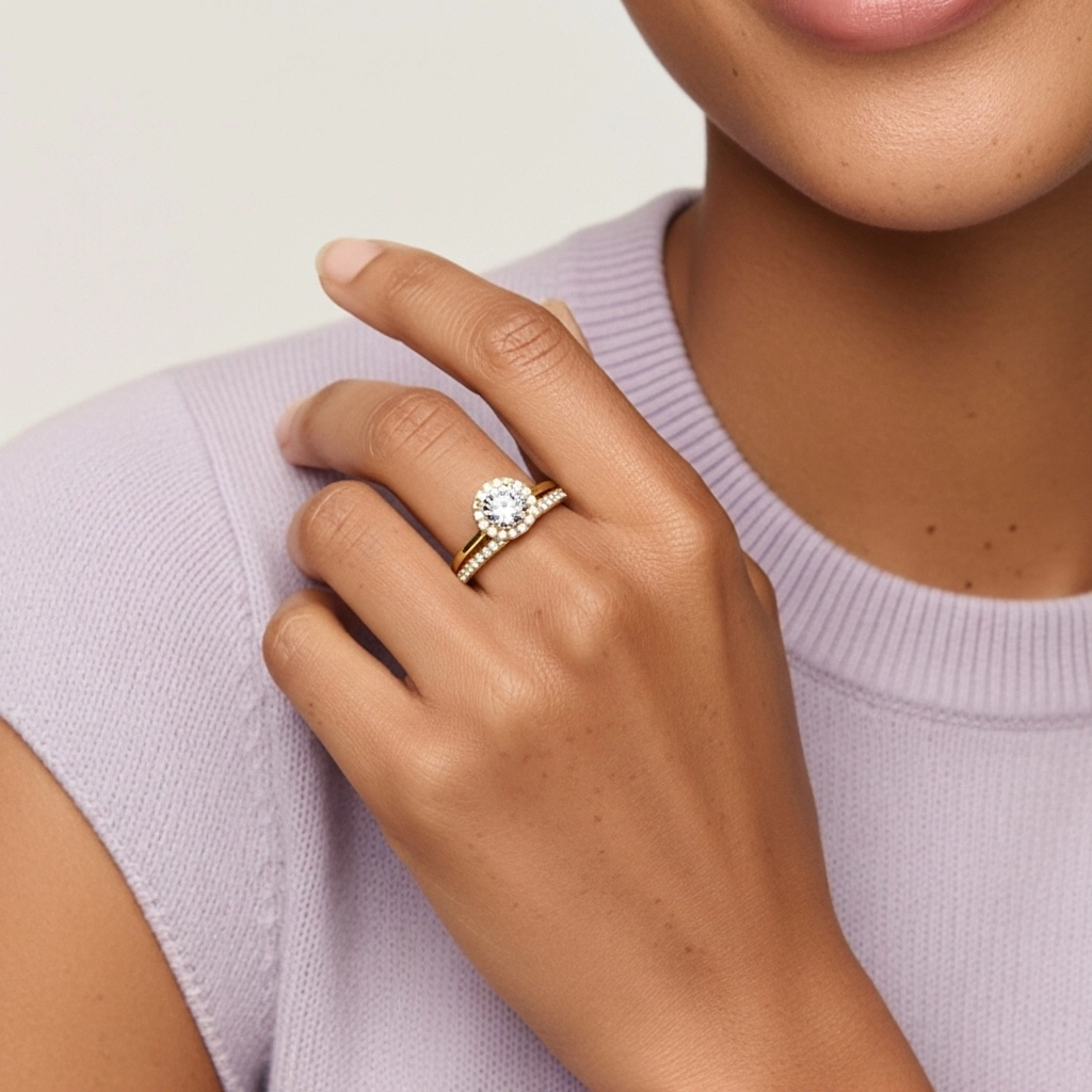 Antique Round 1.00ct Moissanite Bridal Set