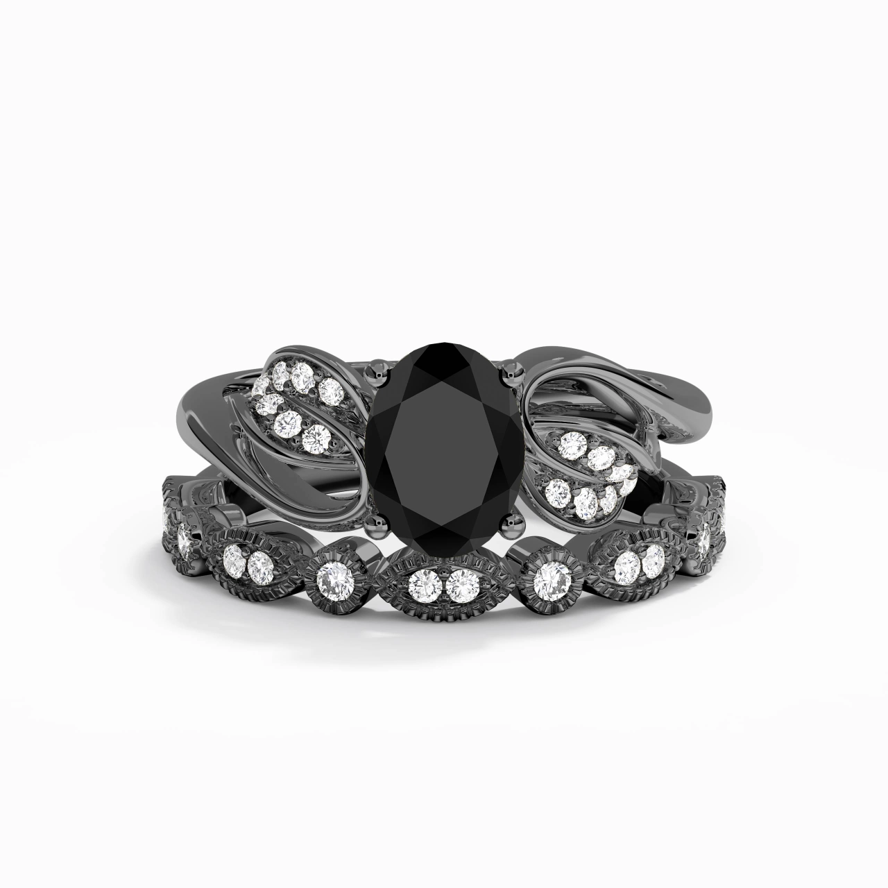 Negro Chapado Naturaleza Hoja Conjunto Nupcial