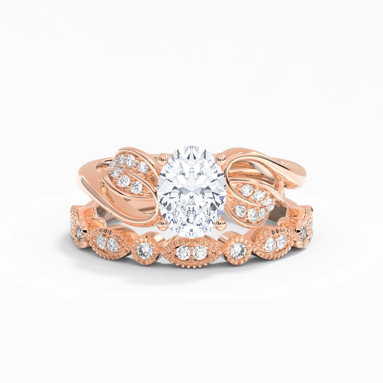 18K Rose Gold Plated Nature Leaf Bridal Set