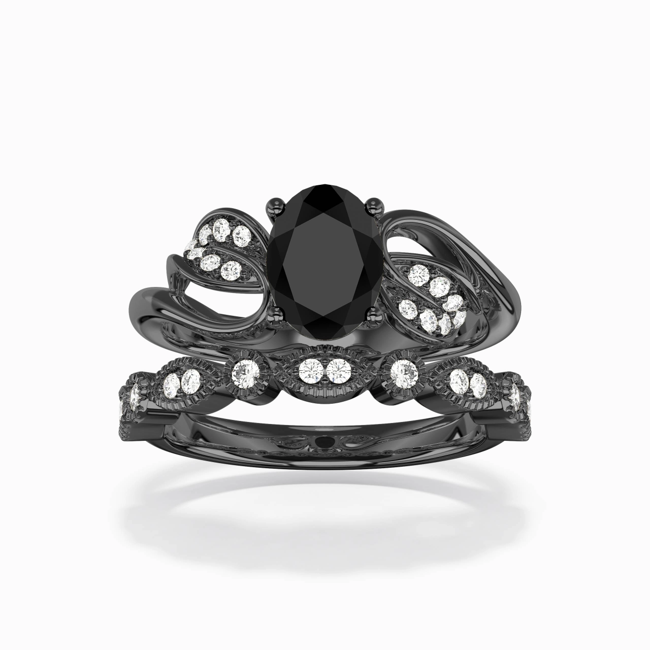 Negro Chapado Naturaleza Hoja Conjunto Nupcial