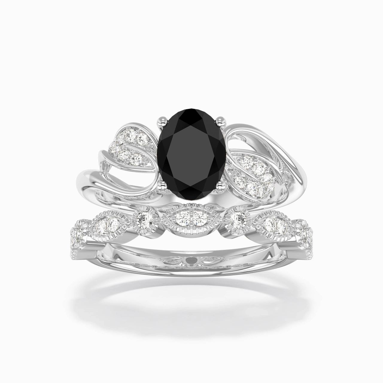 Or blanc Plaqué Nature Feuille Ensemble nuptial