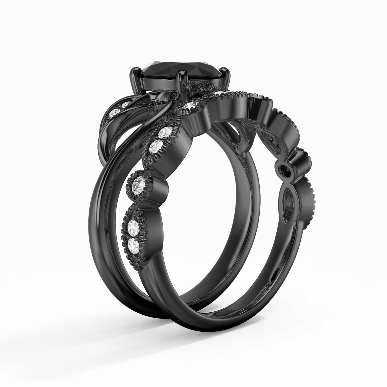 Negro Chapado Naturaleza Hoja Conjunto Nupcial