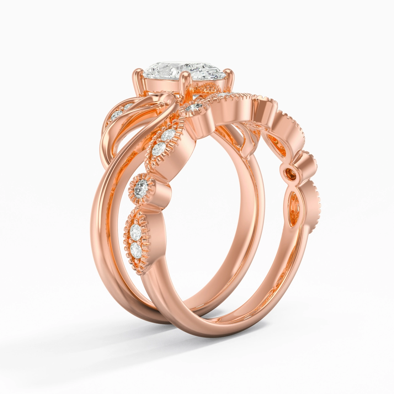 18K Rose Gold Plated Nature Leaf Bridal Set