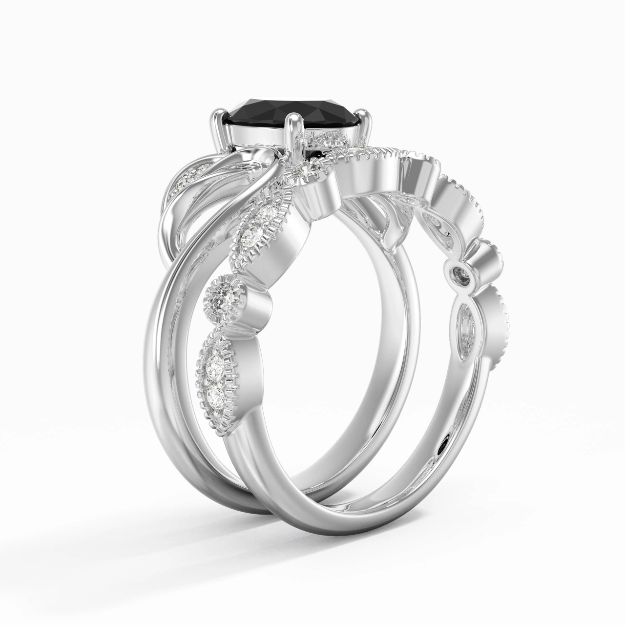 Or blanc Plaqué Nature Feuille Ensemble nuptial