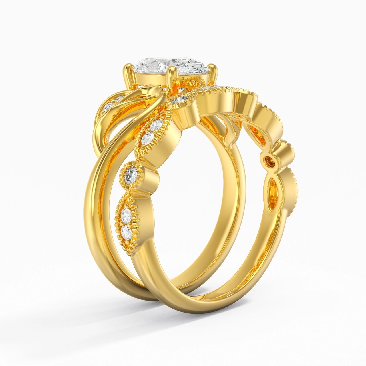 18K Yellow Gold Plated Nature Leaf Bridal Set