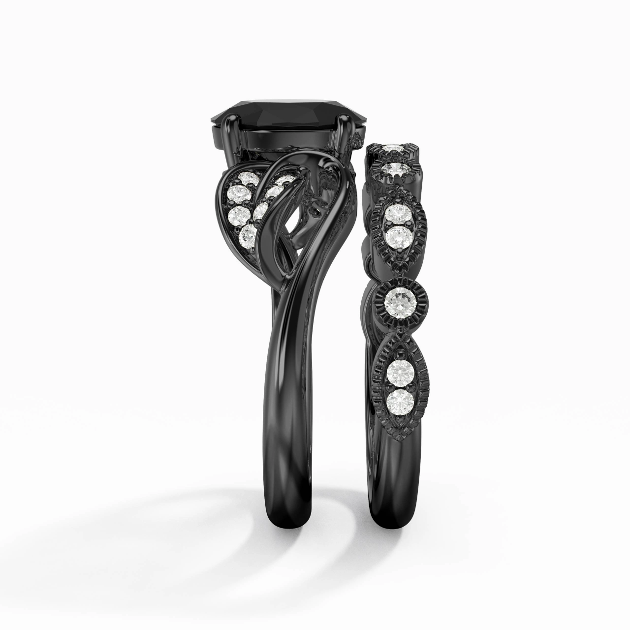 Negro Chapado Naturaleza Hoja Conjunto Nupcial