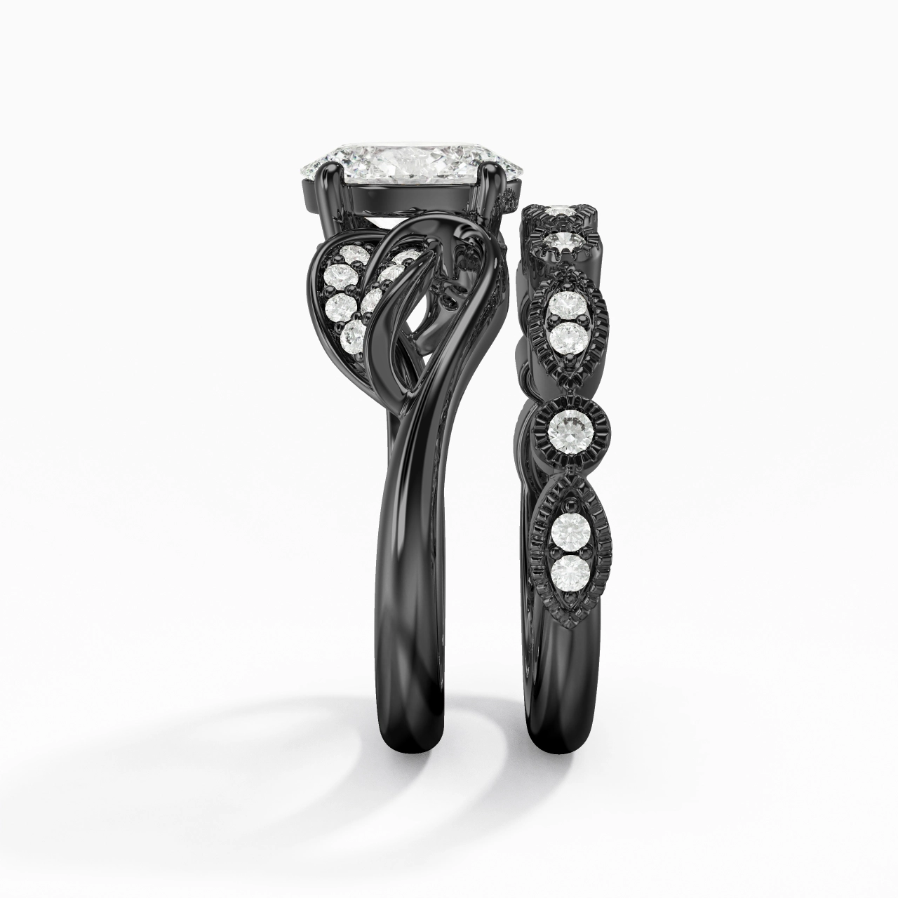 Black Plated Nature Leaf Bridal Set