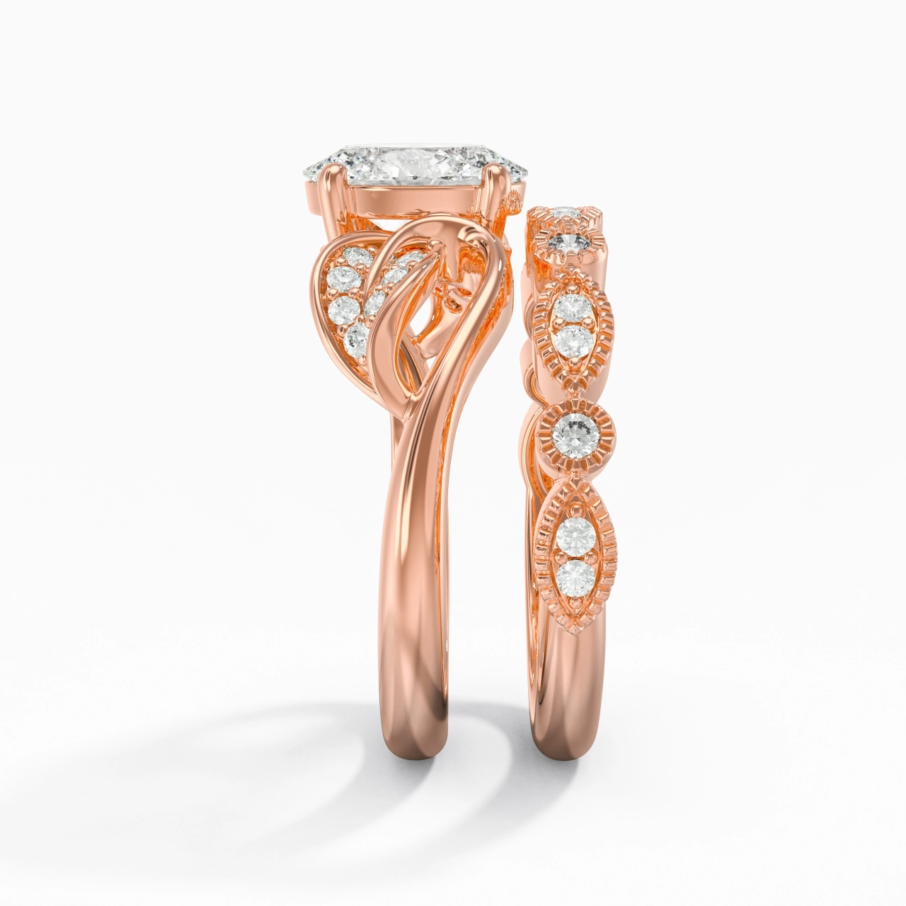 18K Rose Gold Plated Nature Leaf Bridal Set