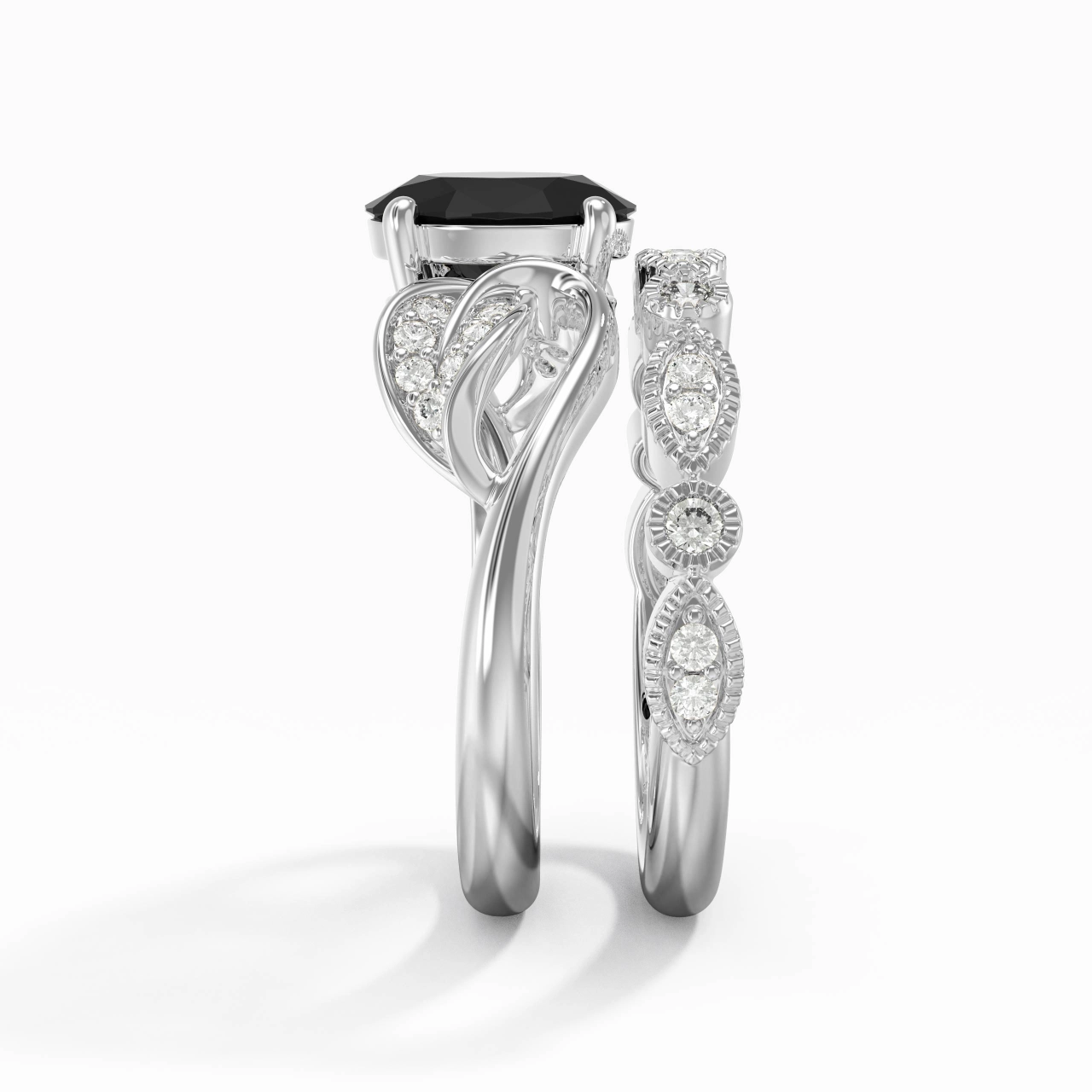 Or blanc Plaqué Nature Feuille Ensemble nuptial