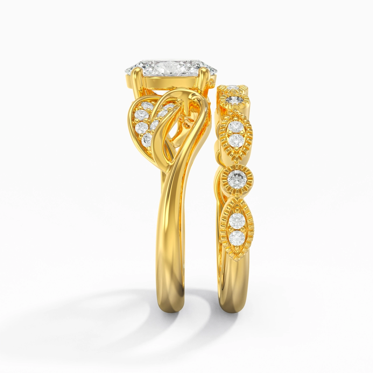 18K Yellow Gold Plated Nature Leaf Bridal Set
