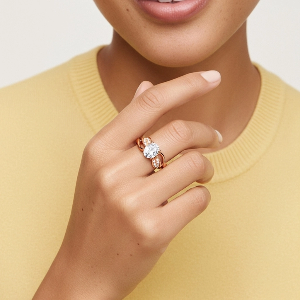 Fleurir Ovale 1.50ct Moissanite Ensemble d'alliances