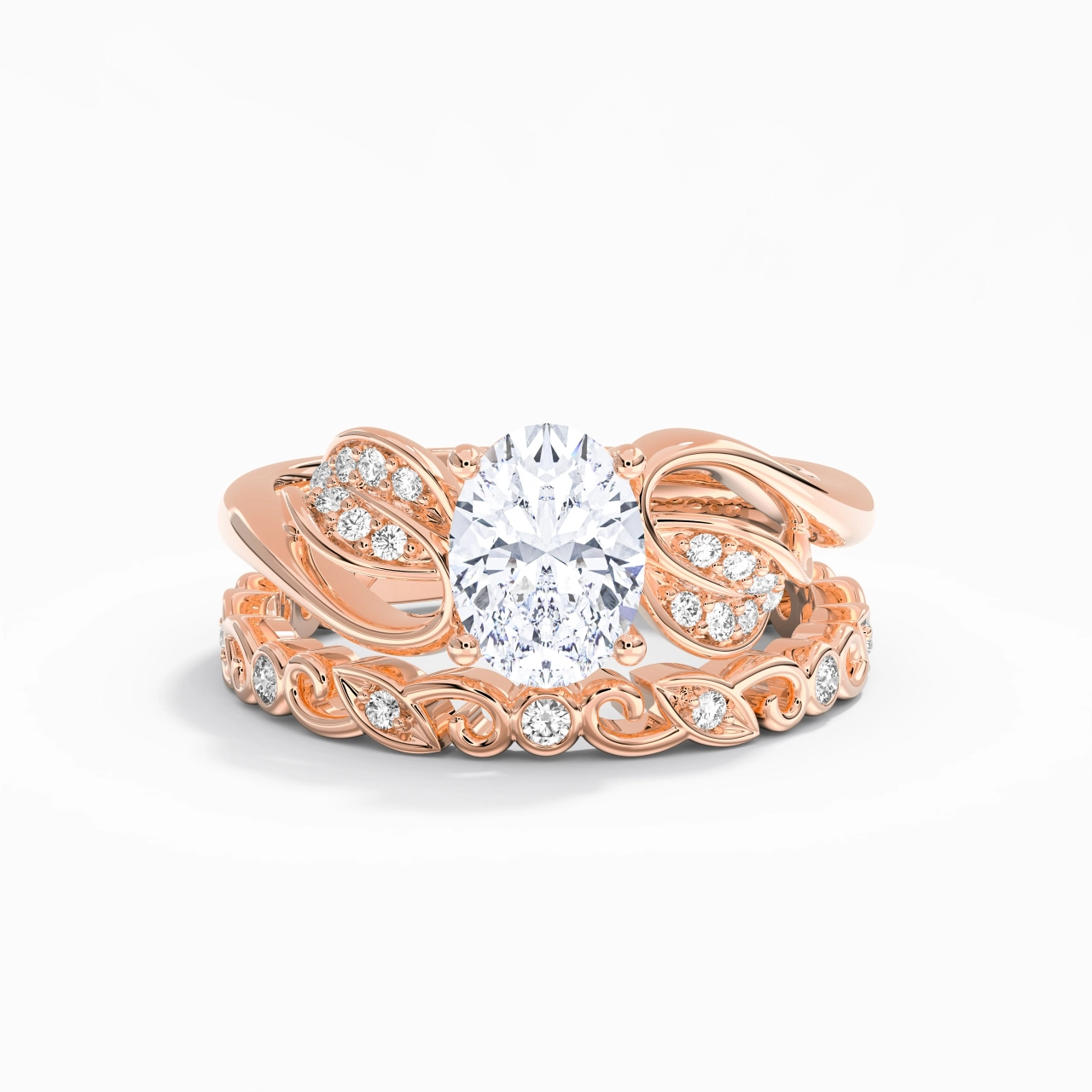 Blossom Oval 1.50ct Moissanite Wedding Ring Set