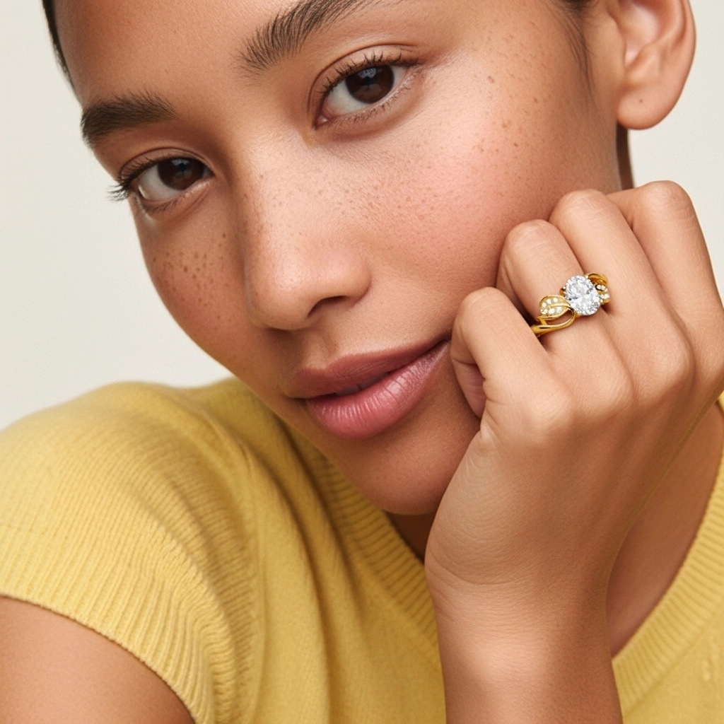 Fleurir Ovale 1.50ct Moissanite Ensemble d'alliances