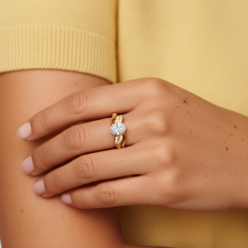 Fleurir Ovale 1.50ct Moissanite Ensemble d'alliances