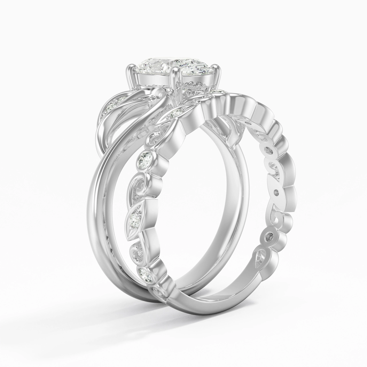 Blossom Oval 1.50ct Moissanite Wedding Ring Set