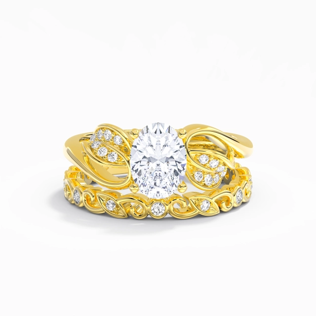 Fleurir Feuille Ovale Moissanite Ensemble d'alliances 1.50ct En Blanc Argent sterling 925 Griffe Tige Flair Fleurir Feuille Ovale Moissanite Ensemble d'alliances 1.50ct En Blanc Argent sterling 925 Griffe Tige Flair