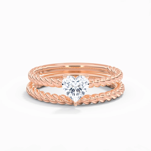 Classic Rope Solitaire Bridal Set Women White Heart