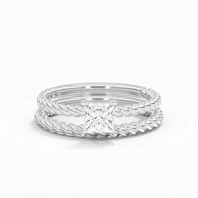 Classic Rope Solitaire Bridal Set Women White Princess
