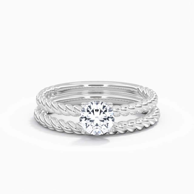 Classic Rope Solitaire Bridal Set Women White Round