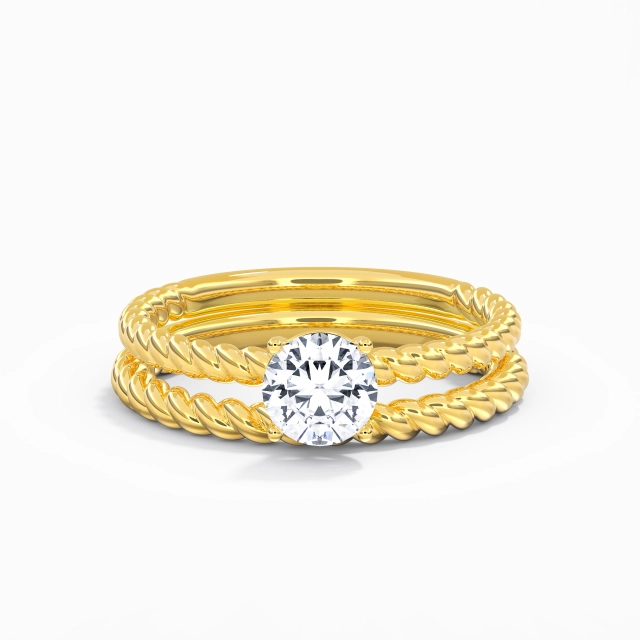 Classic Rope Solitaire Bridal Set Women White Round