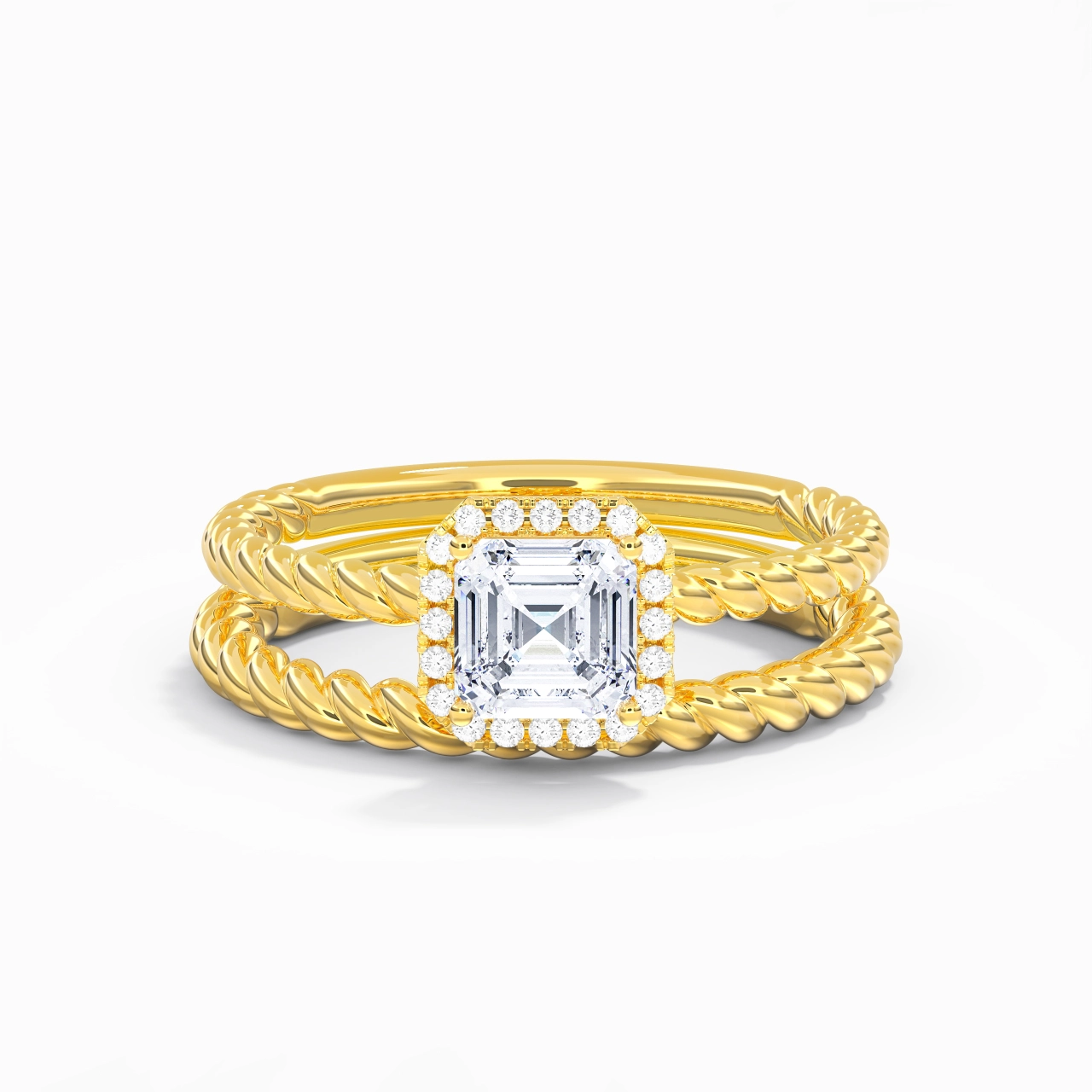 925 Sterling Silver Halo Twist Wedding Ring Set