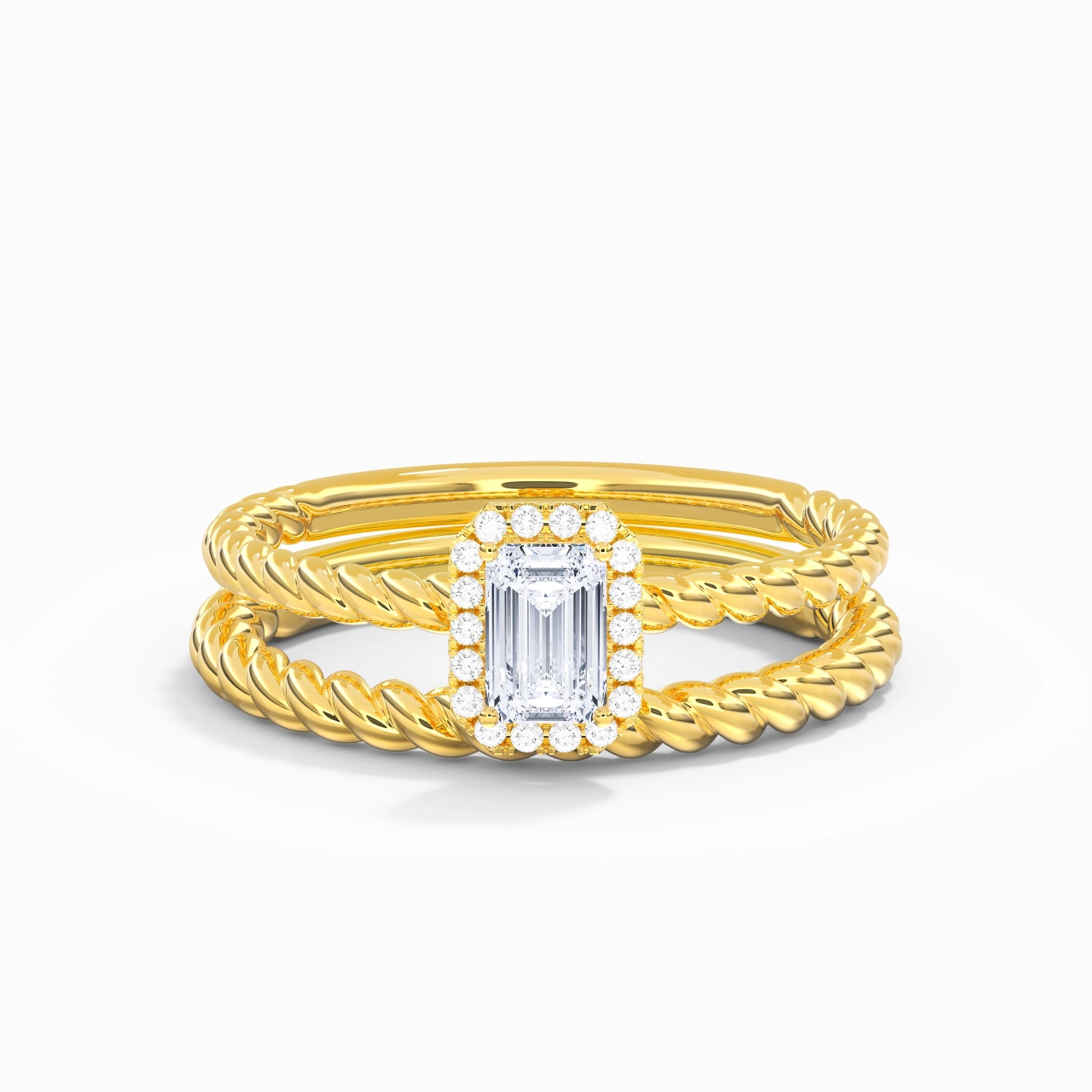 925 Sterling Silver Halo Twist Wedding Ring Set