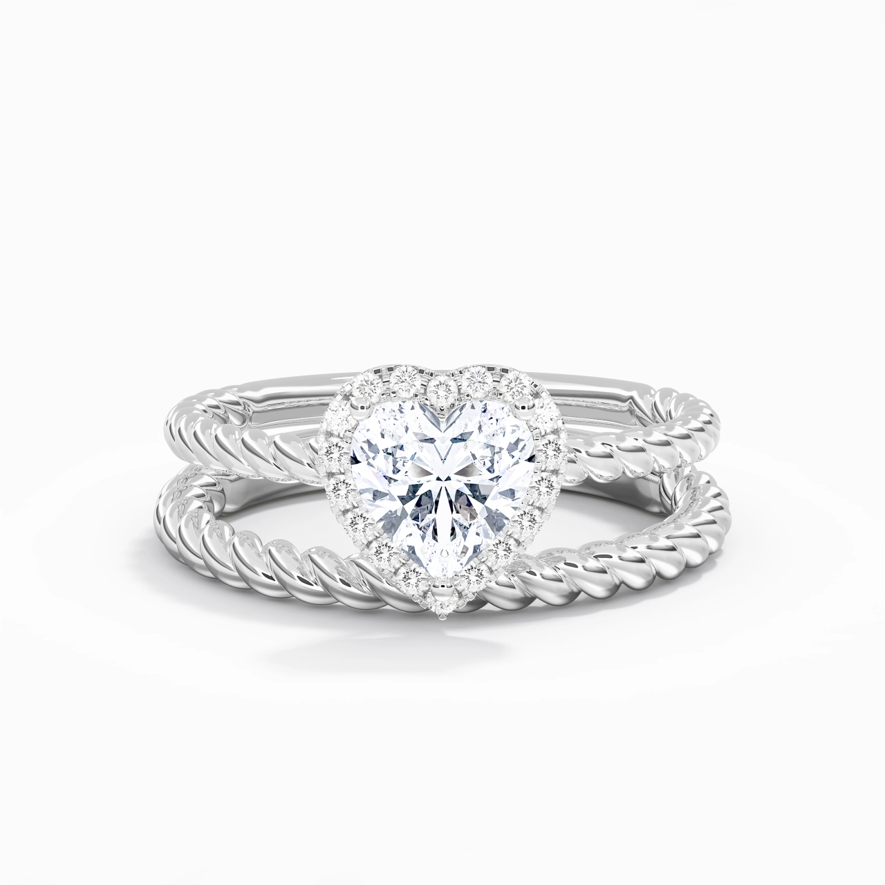 925 Sterling Silver Halo Twist Wedding Ring Set